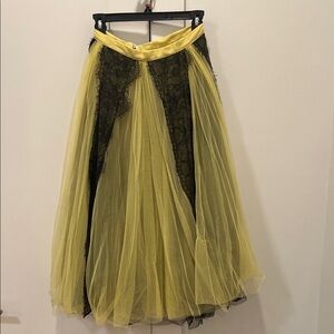 Yellow and Black Lace Tulle Skirt
